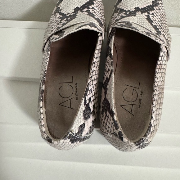 New. AGL Python Animal Print Slip On Loafers in Brown / Cream Size EU 35.5 US 5 - Picture 11 of 12